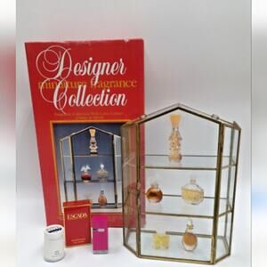 Vintage Designer Miniature Fragrance Collection with Gold Display Case